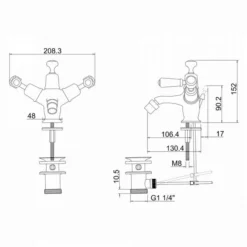 Burlington Kensington Traditional Bidet Mixer Tap with Pop Up Waste - Elegant Bathroom Fixture -Bathroom Sales Shop KE13 LD