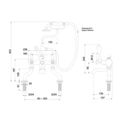 Burlington Kensington Traditional Bath Shower Mixer Tap KE15 - Elegant & Durable Design -Bathroom Sales Shop KE15 QT LD