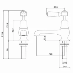 Burlington Kensington 5" Long Nose Traditional Basin Taps | Premium Quality | Chrome Finish -Bathroom Sales Shop KE2 LD
