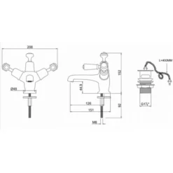 Burlington Kensington Traditional Monobloc Basin Mixer Tap with Plug and Chain - Chrome Finish -Bathroom Sales Shop KE5 LD