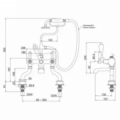 Burlington Kensington Traditional Bath Shower Mixer Tap KE15 - Elegant & Durable Design -Bathroom Sales Shop KER15 LD