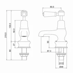 Burlington Kensington 3" Traditional Basin Taps - Elegant & Durable Design 9 Burlington Kensington 3" Traditional Basin Taps - Elegant & Durable Design -Bathroom Sales Shop KER1 LD