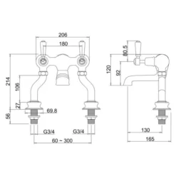 Burlington Kensington Traditional Bath Filler Tap - Chrome Finish -Bathroom Sales Shop KER23 LD