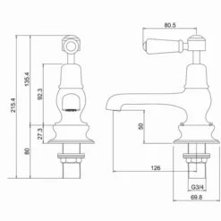Burlington Kensington Traditional Bath Taps - Elegant & Durable 9 Burlington Kensington Traditional Bath Taps - Elegant & Durable -Bathroom Sales Shop KER3 LD