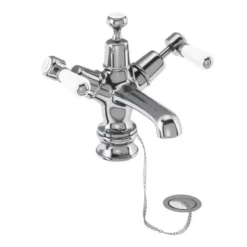 Burlington Kensington Traditional Monobloc Basin Mixer Tap with Plug and Chain - Chrome Finish -Bathroom Sales Shop KER5 CO