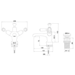 Burlington Kensington Traditional Monobloc Basin Mixer Tap with Sprung Waste - Chrome Finish -Bathroom Sales Shop KER6 LD