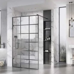 Roman Liberty Matt Black Grid Wetroom Panel - 1057mm, Premium Walk-In Shower Enclosure 8 Roman Liberty Matt Black Grid Wetroom Panel - 1057mm, Premium Walk-In Shower Enclosure -Bathroom Sales Shop KLCP12GPB 3