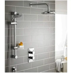 Plan Thermostatic Concealed Shower Valve with Fixed Rain Head & Riser Rail - Kartell UK -Bathroom Sales Shop Kartell Plan Riser and Overhead Shower Lifestyle