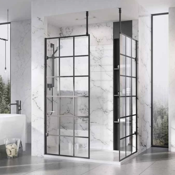 Roman Black Square Wetroom Glass Ceiling Support Bar for 6, 8 & 10mm Glass - Premium Wetroom Shower Screen Bracing 5 Roman Black Square Wetroom Glass Ceiling Support Bar for 6, 8 & 10mm Glass - Premium Wetroom Shower Screen Bracing - Image 3