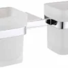 The White Space Double Tumbler And Holder - Chrome | Stylish Bathroom Accessory -Bathroom Sales Shop LEG5