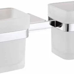 The White Space Double Tumbler And Holder - Chrome | Stylish Bathroom Accessory