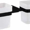 The White Space Double Tumbler and Holder - Black | Stylish Bathroom Accessory -Bathroom Sales Shop LEG5B