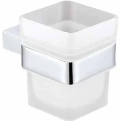 Chrome White Space Tumbler and Holder - Stylish Bathroom Accessory
