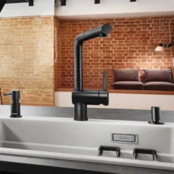 Blanco Linus S Matt Black Kitchen Tap - 525807 | Modern Monobloc Tap -Bathroom Sales Shop LINUS S MATT BLACK LIFESTYLE 1