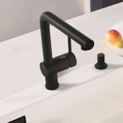 Blanco Linus S Matt Black Kitchen Tap - 525807 | Modern Monobloc Tap -Bathroom Sales Shop LINUS S MATT BLACK LIFESTYLE
