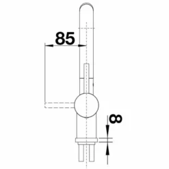 Blanco Linus S Matt Black Kitchen Tap - 525807 | Modern Monobloc Tap -Bathroom Sales Shop LINUS S SIDE VIEW LINE DRAWING RES 1