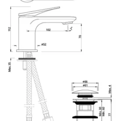 Jaquar Laguna Matt Black & Gold Semi Extended Mono Basin Mixer Tap - Premium Bathroom Tap 5 Jaquar Laguna Matt Black & Gold Semi Extended Mono Basin Mixer Tap - Premium Bathroom Tap -Bathroom Sales Shop Laguna Chrome Tech 1