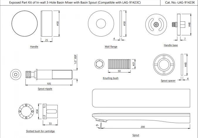 Jaquar Laguna Black Chrome Wall Mounted Basin Mixer Tap - Modern Bathroom Tap 5 Jaquar Laguna Black Chrome Wall Mounted Basin Mixer Tap - Modern Bathroom Tap - Image 3