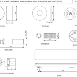 Jaquar Laguna Chrome Wall Mounted Basin Mixer Tap - Modern Bathroom Faucet -Bathroom Sales Shop Laguna Chrome Wall tech 2