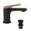 Jaquar Laguna Matt Black & Gold Mono Basin Mixer Tap - Modern Bathroom Taps -Bathroom Sales Shop Laguna Matt Gold 1