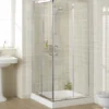 1000mm Semi-Frameless White Corner Entry Shower Enclosure - Lakes Classic Collection -Bathroom Sales Shop Lakes Semi Frameless Corner Entry Enclosure main 1 3