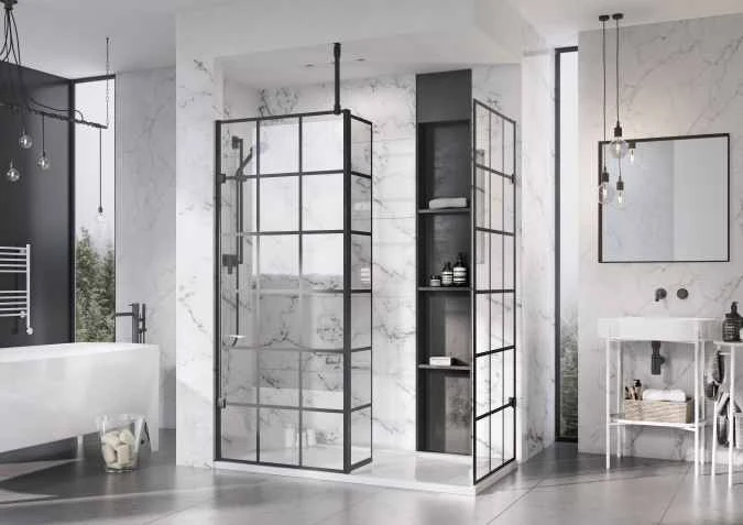 Roman Liberty Matt Black Grid Wetroom Panel - 757mm | Modern Shower Enclosure 6 Roman Liberty Matt Black Grid Wetroom Panel - 757mm | Modern Shower Enclosure - Image 4