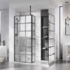 Roman Liberty Matt Black Grid Wetroom Panel - 1157mm | Stylish Walk-In Shower Solution 1 Roman Liberty Matt Black Grid Wetroom Panel - 1157mm | Stylish Walk-In Shower Solution -Bathroom Sales Shop Liberty Black Grid panels x2 with Return