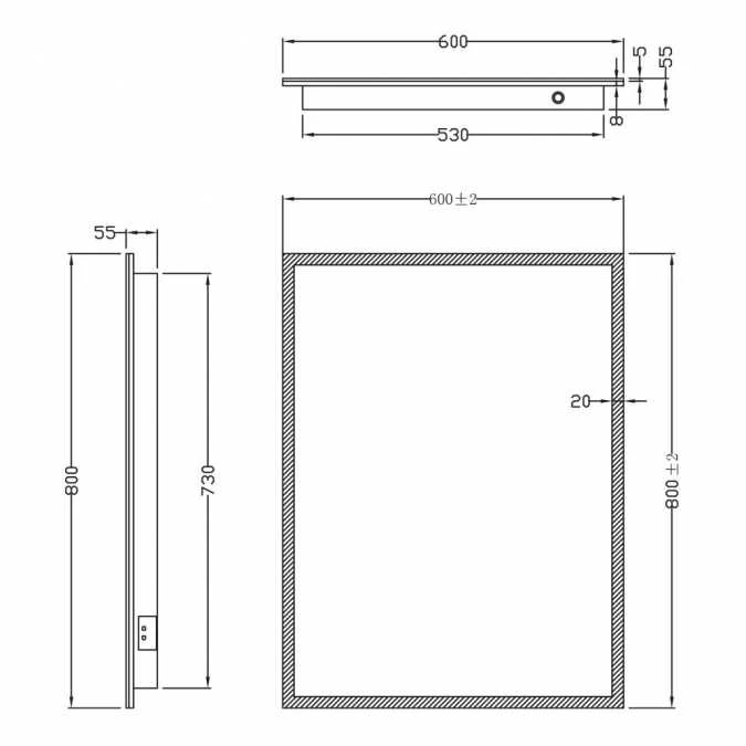 Hosta 600 X 800mm LED Bathroom Mirror with Shaver Socket - Stylish & Functional 4 Hosta 600 X 800mm LED Bathroom Mirror with Shaver Socket - Stylish & Functional - Image 2