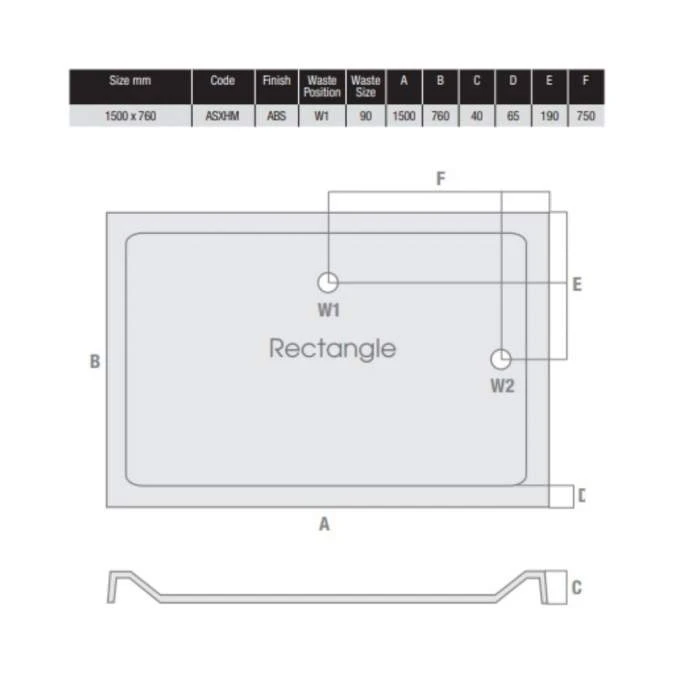 MX Elements 1500 x 760mm Anti-Slip Rectangular Stone Resin Shower Tray | Durable & Stylish 6 MX Elements 1500 x 760mm Anti-Slip Rectangular Stone Resin Shower Tray | Durable & Stylish - Image 4