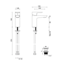 Britton MyHome Basin Mixer Tap SL with Free Waste | Modern Bathroom Taps -Bathroom Sales Shop MyHome Basin Mixer SL Tech