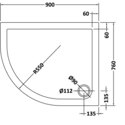 Nuie 900 X 760 Offset Quadrant Shower Tray LH - Free Waste, Easy Installation -Bathroom Sales Shop NTP101 LD
