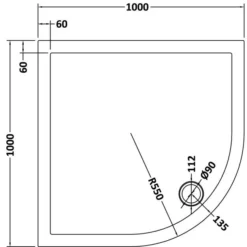 Nuie 1000 X 1000 Quadrant Shower Tray with FREE Waste - Durable & Stylish -Bathroom Sales Shop NTP107 LD