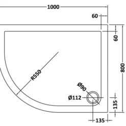 Nuie 1000mm x 800mm Offset Quadrant Shower Tray LH with Free Waste | Durable & Stylish -Bathroom Sales Shop NTP108 LD