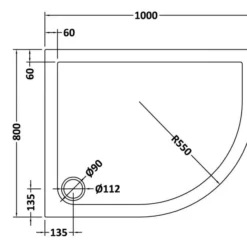 Nuie 1000 x 800 Offset Quadrant Shower Tray RH - Free Waste | Durable & Stylish -Bathroom Sales Shop NTP109 LD