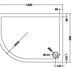 Nuie 1200 x 900 Offset Quadrant Shower Tray LH - Includes FREE Waste for Easy Installation -Bathroom Sales Shop NTP114 LD