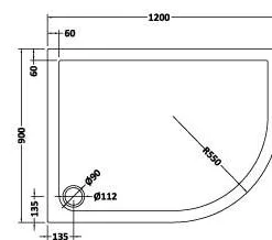 Nuie 1200 X 900 Offset Quadrant Shower Tray RH with FREE Waste - Premium Quality -Bathroom Sales Shop NTP115 LD