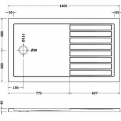 Nuie 1400 x 800mm Walk-in Shower Tray with FREE Waste - Durable & Stylish -Bathroom Sales Shop NTP1480