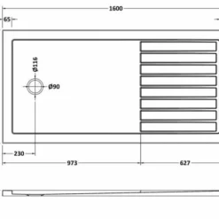Nuie 1600 x 800 Walk-in Shower Tray with FREE Waste - Premium Quality Shower Base -Bathroom Sales Shop NTP1680
