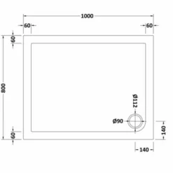Nuie 1000 x 800 Rectangle Shower Tray with FREE Waste - Easy Installation, Durable Design -Bathroom Sales Shop Nuie 1000x800 rect tech