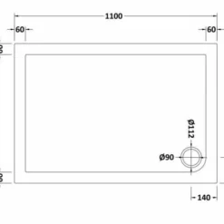 Nuie 1100 x 760mm Rectangle Shower Tray with Free Waste - Durable & Stylish -Bathroom Sales Shop Nuie 1100x760 rect tech