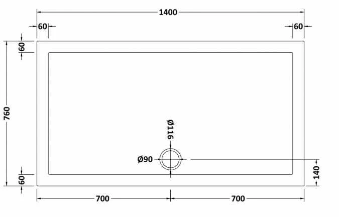 Nuie 1400 x 760 Rectangle Shower Tray | Free Waste Included | Durable & Stylish 4 Nuie 1400 x 760 Rectangle Shower Tray | Free Waste Included | Durable & Stylish - Image 2