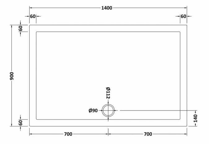 Nuie 1400 x 900mm Rectangle Shower Tray with FREE Waste - Durable & Stylish 4 Nuie 1400 x 900mm Rectangle Shower Tray with FREE Waste - Durable & Stylish - Image 2