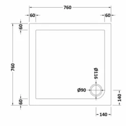 Nuie 760 X 760mm Square Shower Tray with FREE Waste Kit - Durable & Stylish -Bathroom Sales Shop Nuie 760x760 Sq tech
