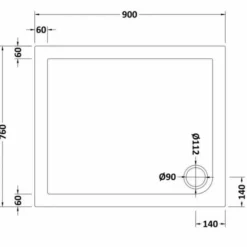 Nuie 900 x 760mm Rectangle Shower Tray - Lightweight & Durable with FREE Waste Kit -Bathroom Sales Shop Nuie 900x760 rect tech