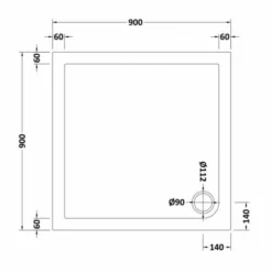 Nuie 900 x 900 Square Shower Tray in Slate Grey with FREE Waste - Durable & Stylish -Bathroom Sales Shop Nuie 900x900 Sq tech 1