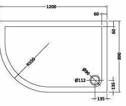 Nuie 1200 x 800 Left-Handed Offset Quadrant Shower Tray in Slate Grey - FREE Waste Included 6 Nuie 1200 x 800 Left-Handed Offset Quadrant Shower Tray in Slate Grey - FREE Waste Included -Bathroom Sales Shop Nuie LH 1200x800 quad