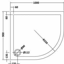Nuie 1000 X 900 Right-Handed Offset Quadrant Shower Tray in Slate Grey with FREE Waste | Premium Showering Solution -Bathroom Sales Shop Nuie RH 1000x900 quad