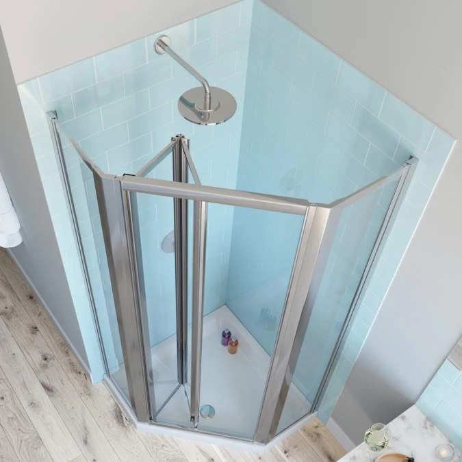 Lakes Classic 900 x 900mm Pentagon Framed Shower Enclosure with Bi-Fold Door - Premium Quality 3 Lakes Classic 900 x 900mm Pentagon Framed Shower Enclosure with Bi-Fold Door - Premium Quality