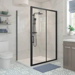 Prime Black 1200mm Sliding Shower Door - Modern & Durable -Bathroom Sales Shop Prime Black Panel 1 2