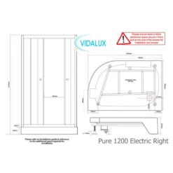 Vidalux Pure E 1200 Electric Shower Cabin | 1200 x 800mm | Steam & Sauna Enclosure -Bathroom Sales Shop Pure Electric 12 right
